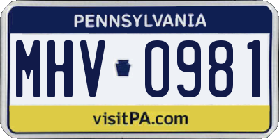 PA license plate MHV0981