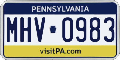 PA license plate MHV0983
