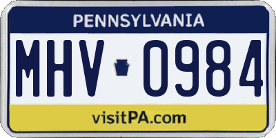 PA license plate MHV0984