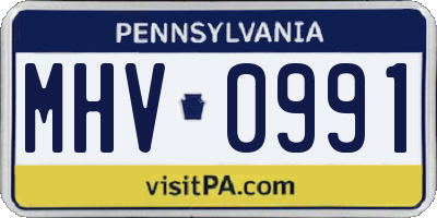 PA license plate MHV0991