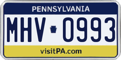 PA license plate MHV0993