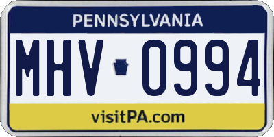 PA license plate MHV0994