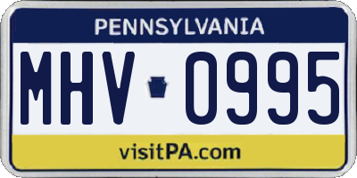 PA license plate MHV0995