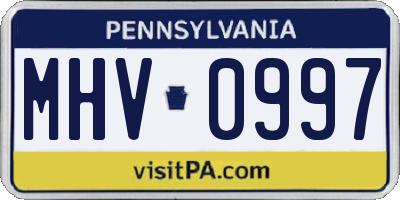 PA license plate MHV0997