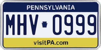 PA license plate MHV0999