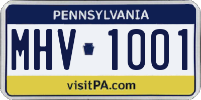 PA license plate MHV1001