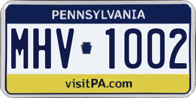 PA license plate MHV1002