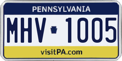 PA license plate MHV1005