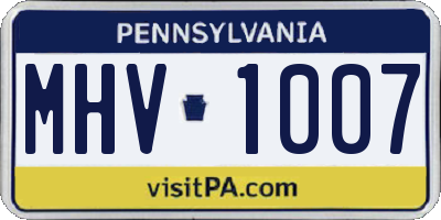 PA license plate MHV1007