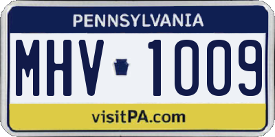 PA license plate MHV1009