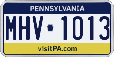 PA license plate MHV1013