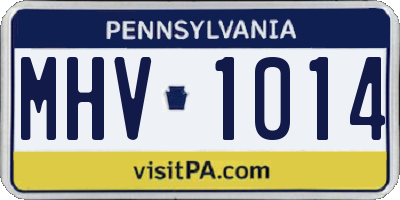 PA license plate MHV1014