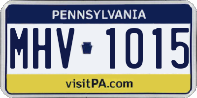 PA license plate MHV1015
