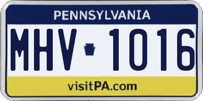 PA license plate MHV1016