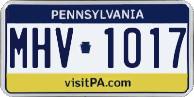 PA license plate MHV1017