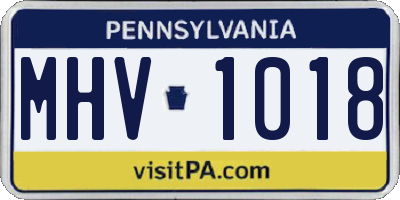 PA license plate MHV1018