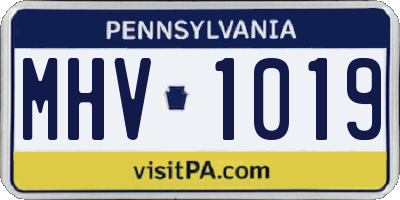 PA license plate MHV1019