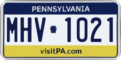 PA license plate MHV1021