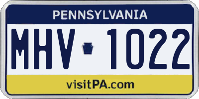 PA license plate MHV1022
