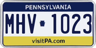 PA license plate MHV1023