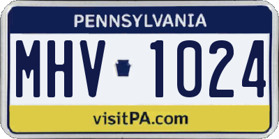 PA license plate MHV1024