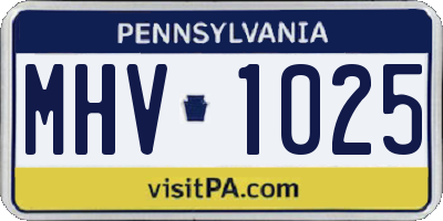 PA license plate MHV1025