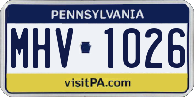 PA license plate MHV1026