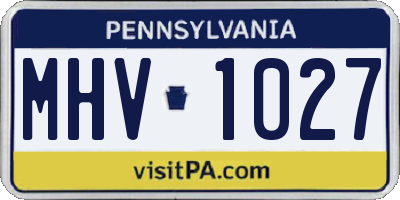PA license plate MHV1027