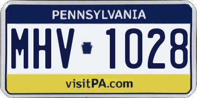 PA license plate MHV1028