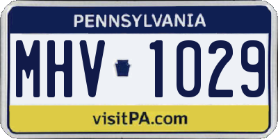 PA license plate MHV1029