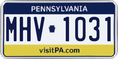 PA license plate MHV1031