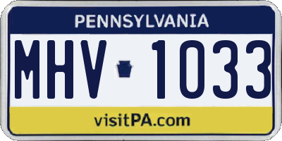 PA license plate MHV1033