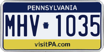 PA license plate MHV1035