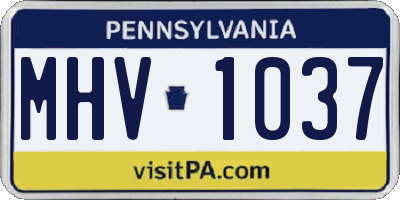 PA license plate MHV1037
