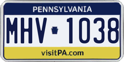 PA license plate MHV1038
