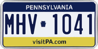 PA license plate MHV1041