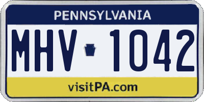 PA license plate MHV1042