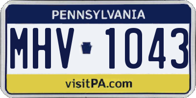 PA license plate MHV1043