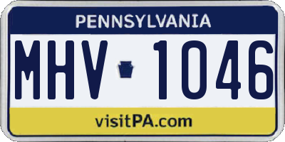 PA license plate MHV1046