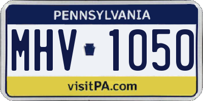 PA license plate MHV1050