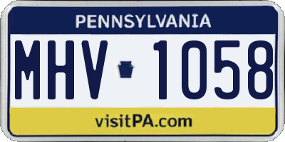 PA license plate MHV1058