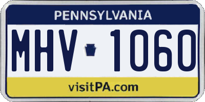 PA license plate MHV1060