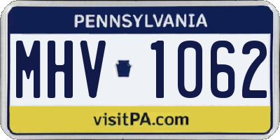 PA license plate MHV1062