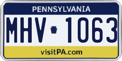 PA license plate MHV1063