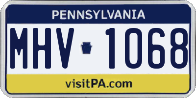 PA license plate MHV1068