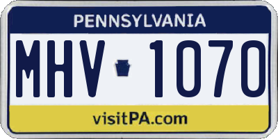 PA license plate MHV1070