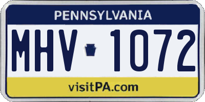 PA license plate MHV1072