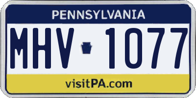 PA license plate MHV1077