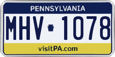 PA license plate MHV1078