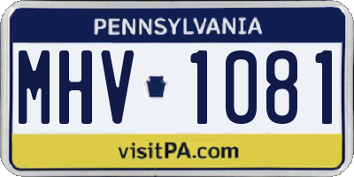 PA license plate MHV1081
